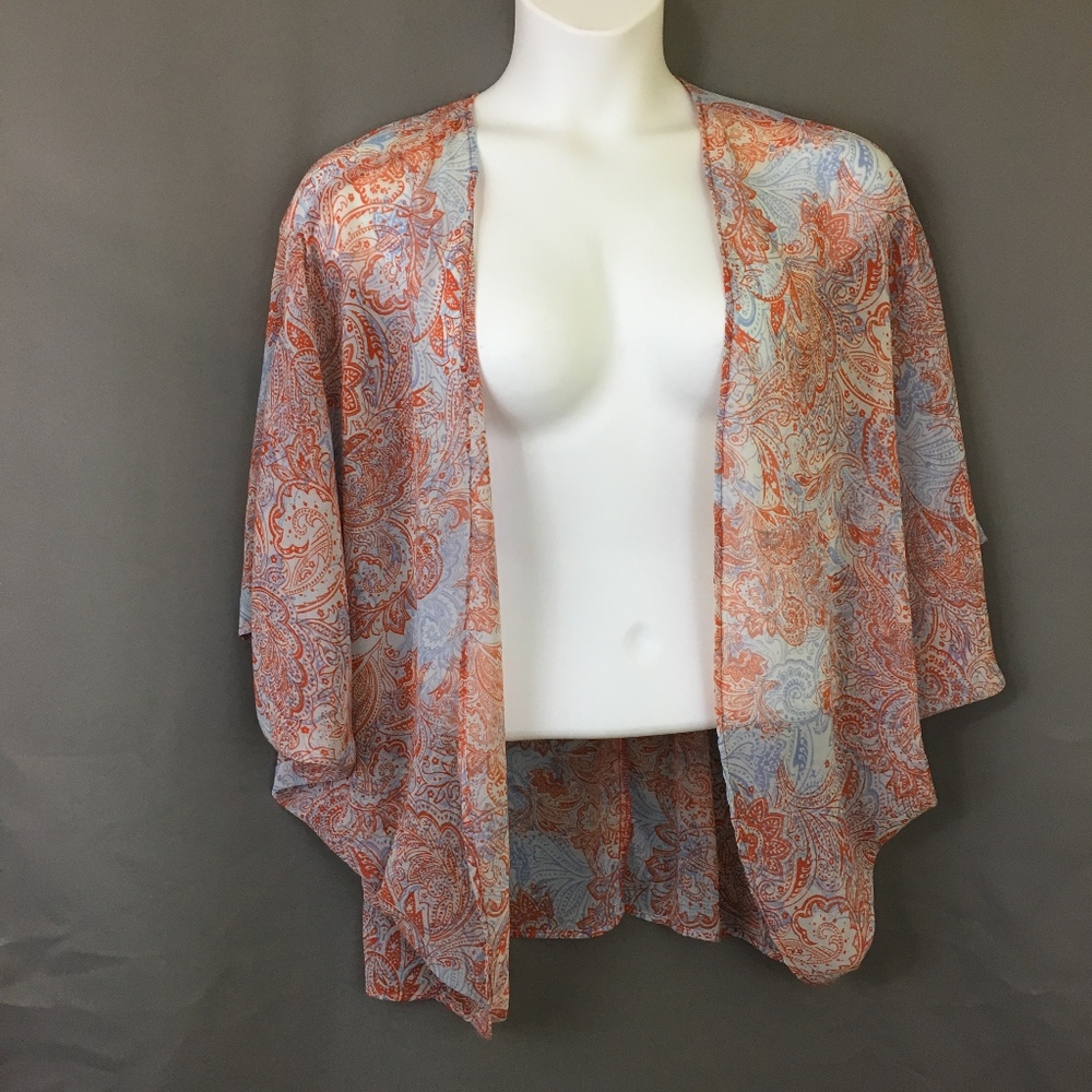 Design Lab Kimono Cardigan Sheer Orange